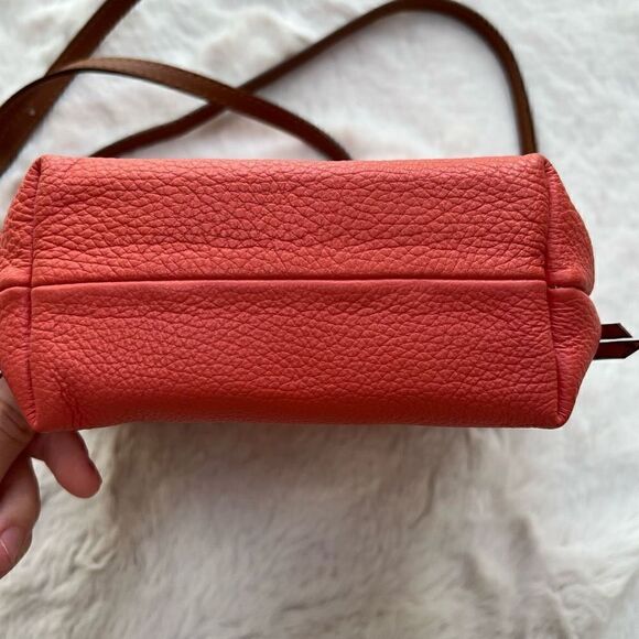 Cuoieria Fiorentina Leather Cross Body Bag Coral Pink Brown Made in Italy - Picture 6 of 10